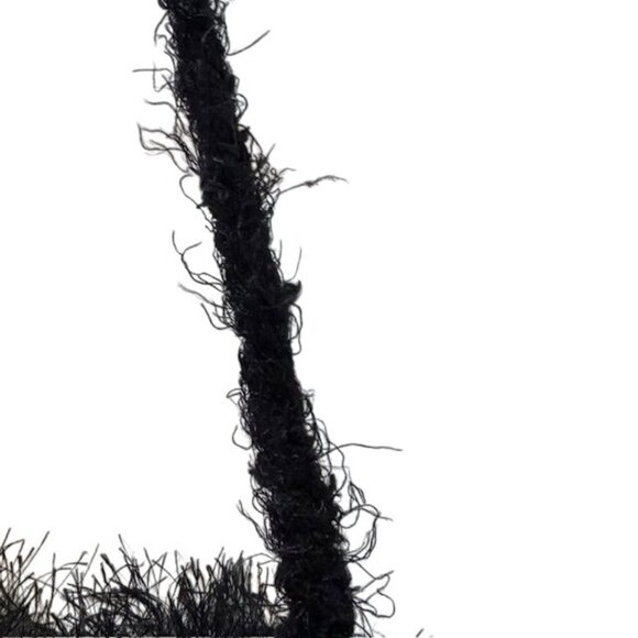 Handcrafted Black & Blue Fuzzy Crossbody Bag With Ornate Button Accent - Picture 4 of 7